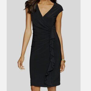 American Living Women's Black Stretch Ruffled Sheath Cocktail Dress
